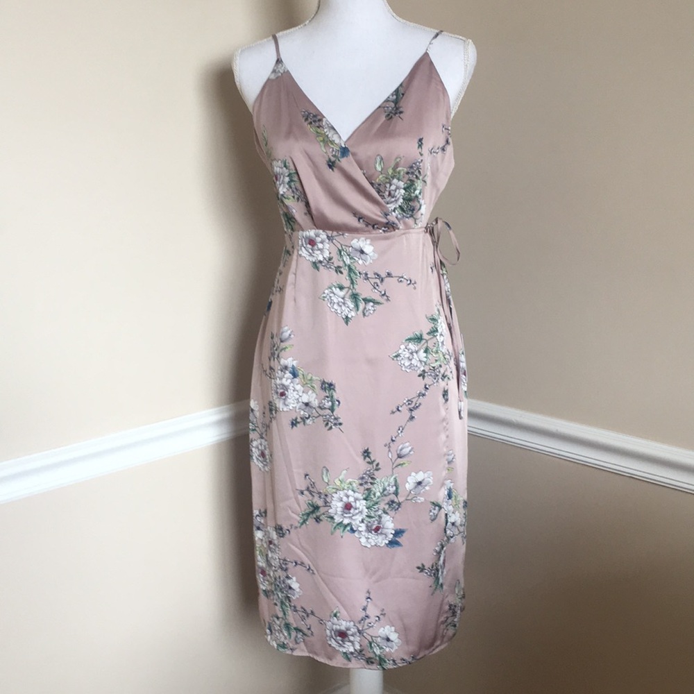 Astr Lavender Sexy Satin Wrap Dress - Picture 2 of 8